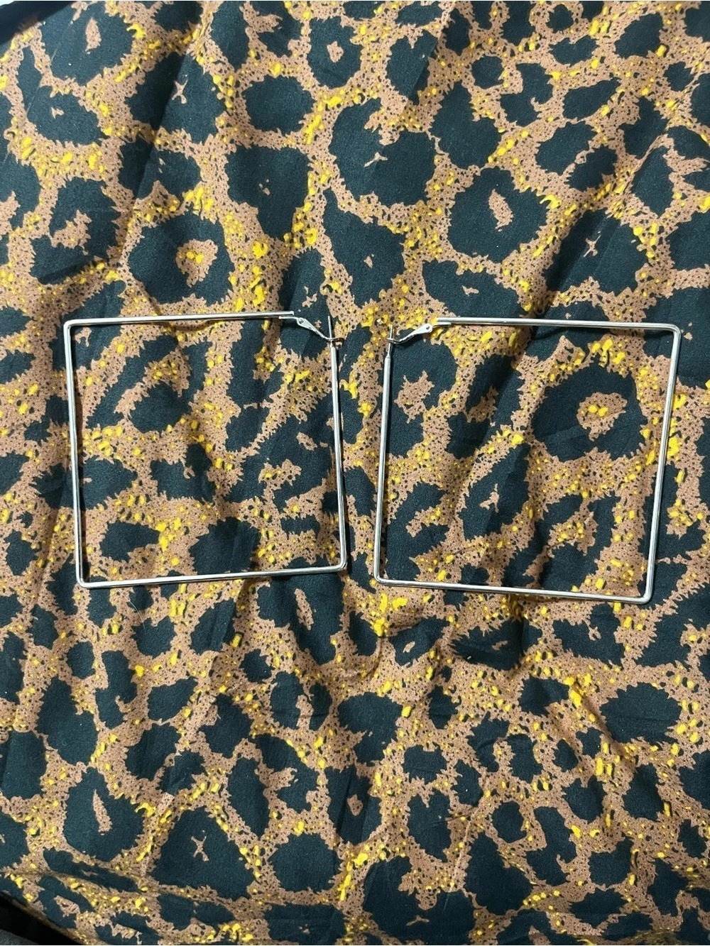 Rectangular Hoop Earrings in Gold & Black Like New